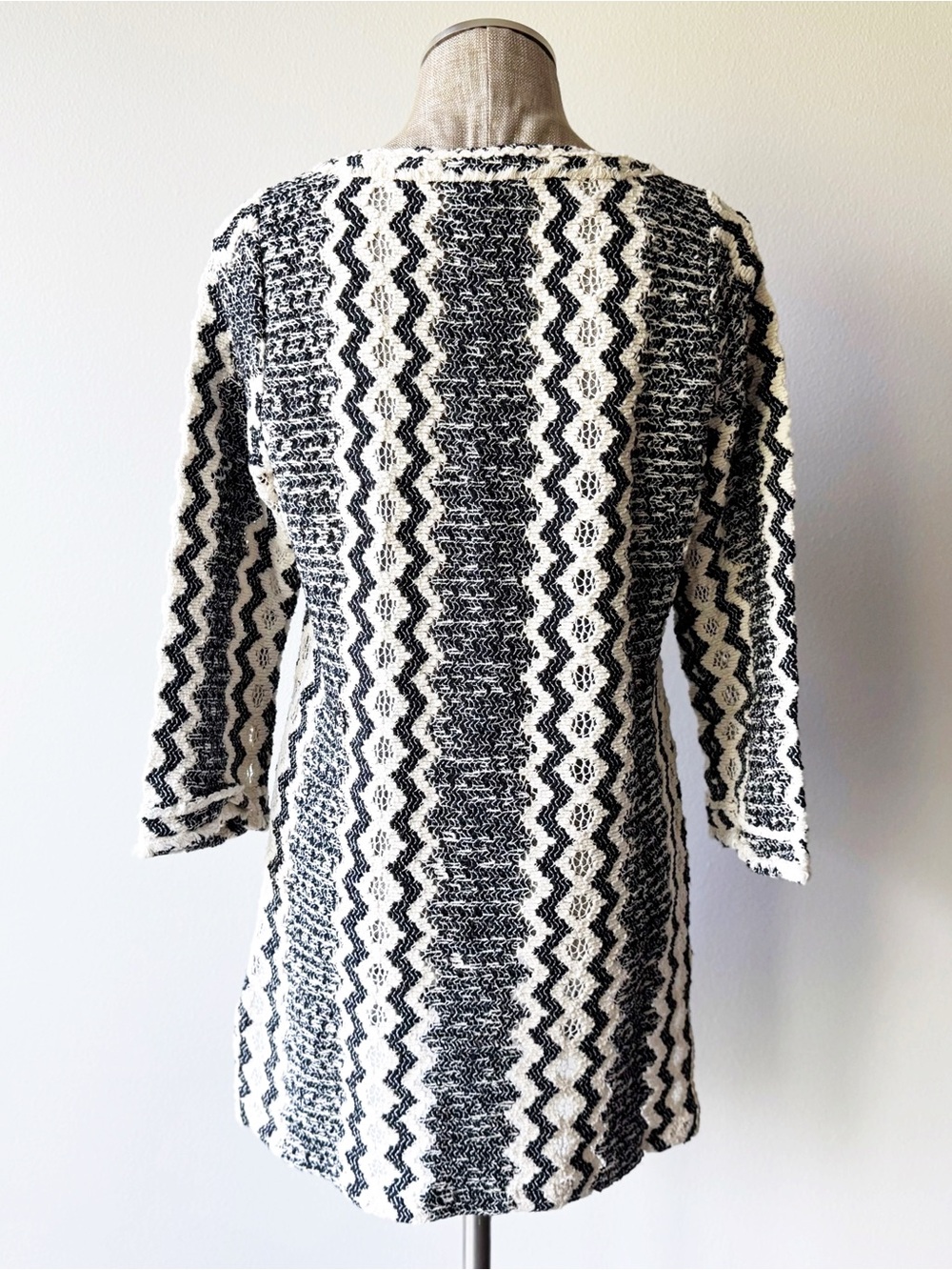 Calypso St. Barth Black and White Zigzag Crochet Minidress - Picture 4 of 16
